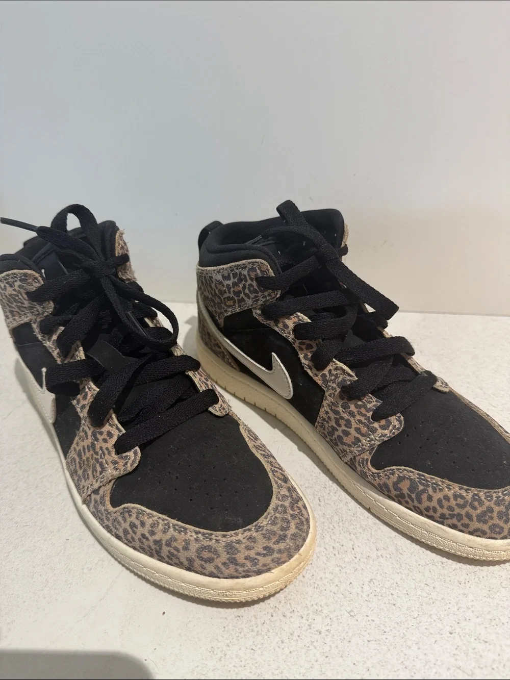 Nike High-Top Sneakers with Leopard Print and Black Panels